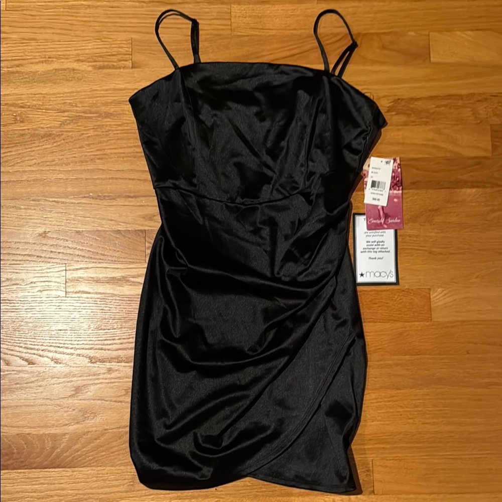 Chic Black Satin Mini Dress